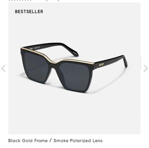 Quay Australia Level Up Black Frame and Gold Rim Sunglasses